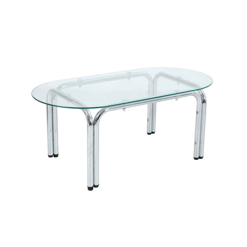 Couchtisch oval, aus gehärtetem Glas, 110x55 cm