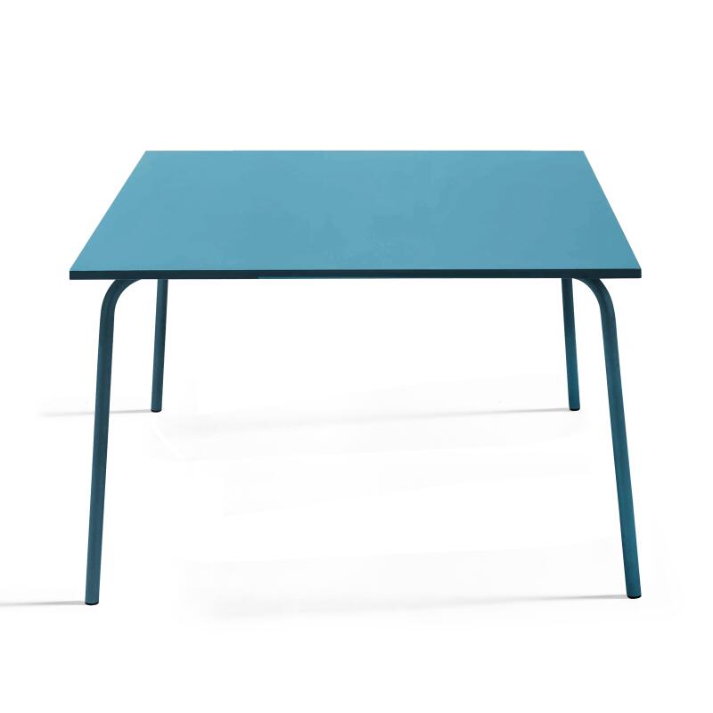 Quadratischer Gartentisch 120 x 120 cm und 4 Metallbänke  (2/6)