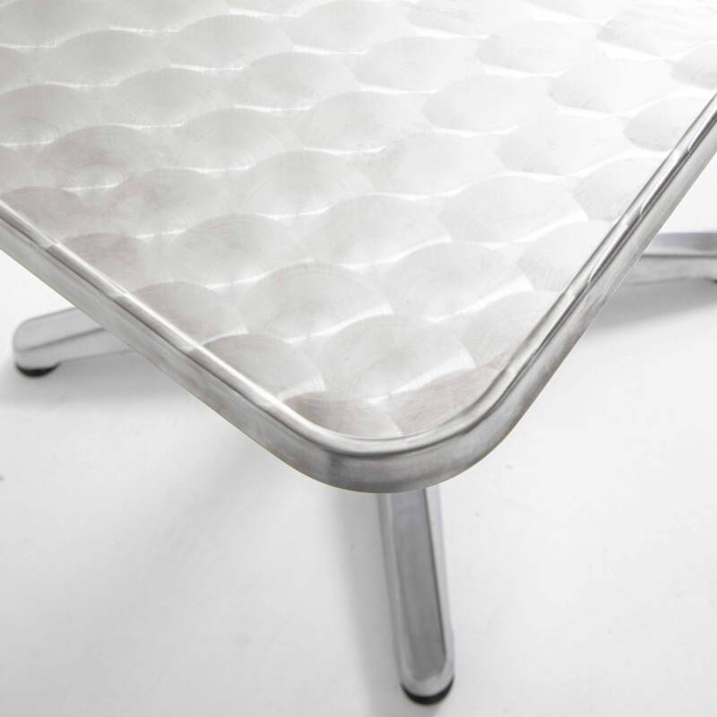 Quadratischer Garten-Tisch (70 x 70 cm) aus neigbarem Aluminium 