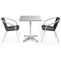 Klappbarer Bistrot-Gartentisch 70 x 70 cm mit 2 Aluminium- und Harzstühlen 