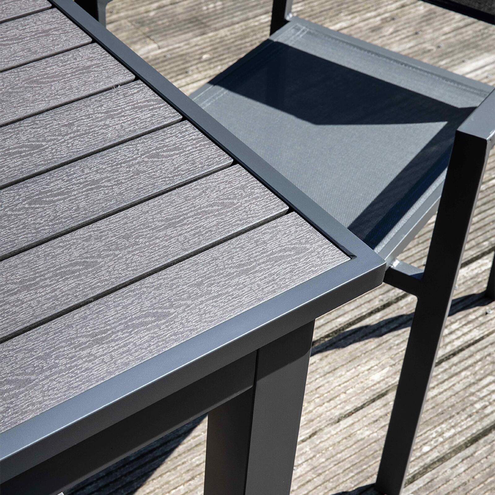 Rechteckiger, ausziehbarer Gartentisch (200/300 x 97 x 75 cm) aus Aluminium und Verbundholz 