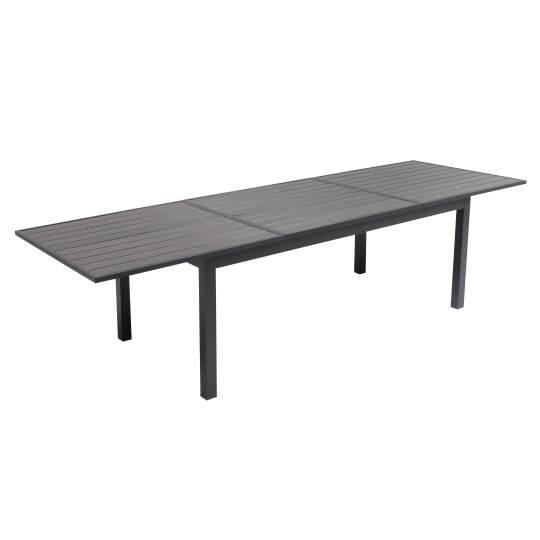 Rechteckiger, ausziehbarer Gartentisch (200/300 x 97 x 75 cm) aus Aluminium und Verbundholz