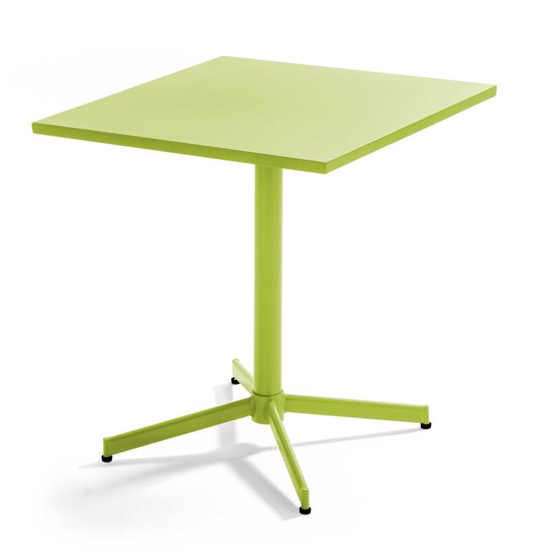 Klappbarer Bistrot-Gartentisch, quadratisch, 70 x 70 cm, aus Metall und 2 Stühle mit Armlehnen