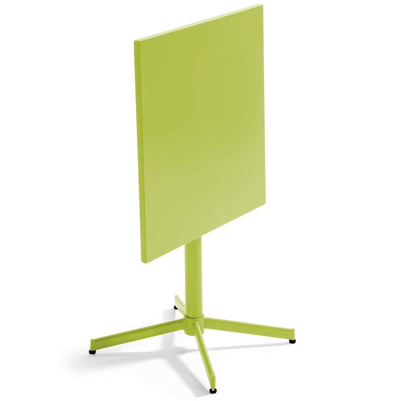 Klappbarer Bistrot-Gartentisch, quadratisch, 70 x 70 cm, aus Metall und 2 Stühle mit Armlehnen