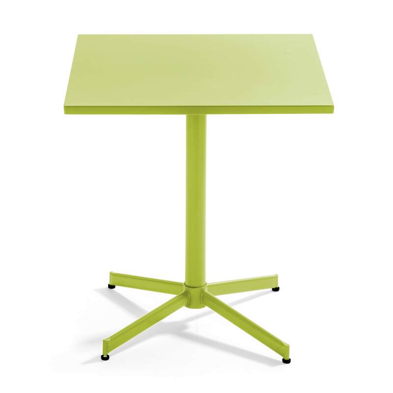 Klappbarer Bistrot-Gartentisch, quadratisch, 70 x 70 cm, aus Metall und 2 Stühle mit Armlehnen