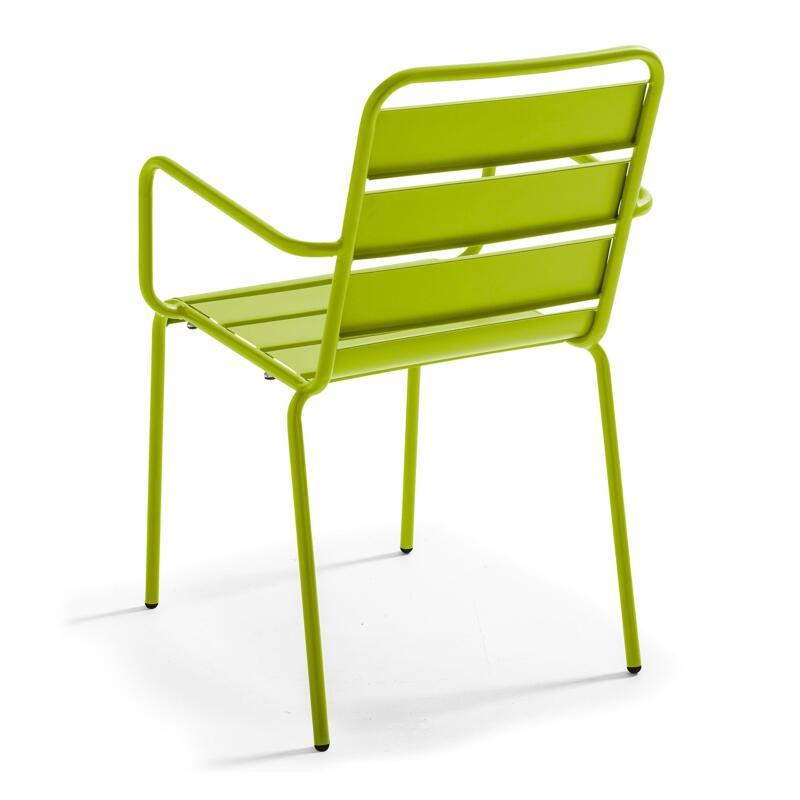 Klappbarer Bistrot-Gartentisch, quadratisch, 70 x 70 cm, aus Metall und 2 Stühle mit Armlehnen
