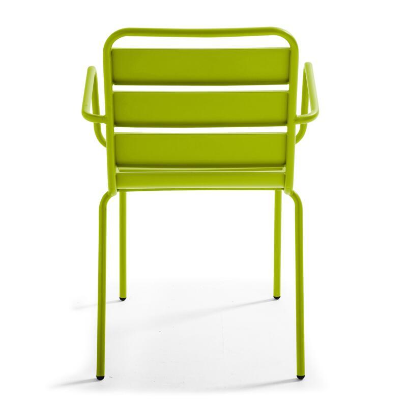 Klappbarer Bistrot-Gartentisch, quadratisch, 70 x 70 cm, aus Metall und 2 Stühle mit Armlehnen