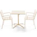 Klappbarer Bistrot-Gartentisch, quadratisch, 70 x 70 cm, aus Metall und 2 Stühle mit Armlehnen
