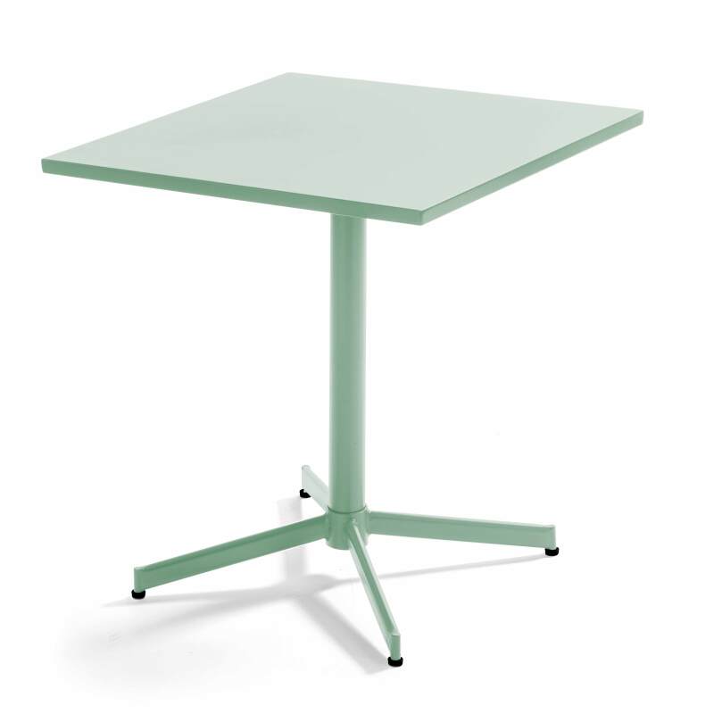 Klappbarer Bistrot-Gartentisch, quadratisch, 70 x 70 cm, aus Metall und 2 Stühle mit Armlehnen