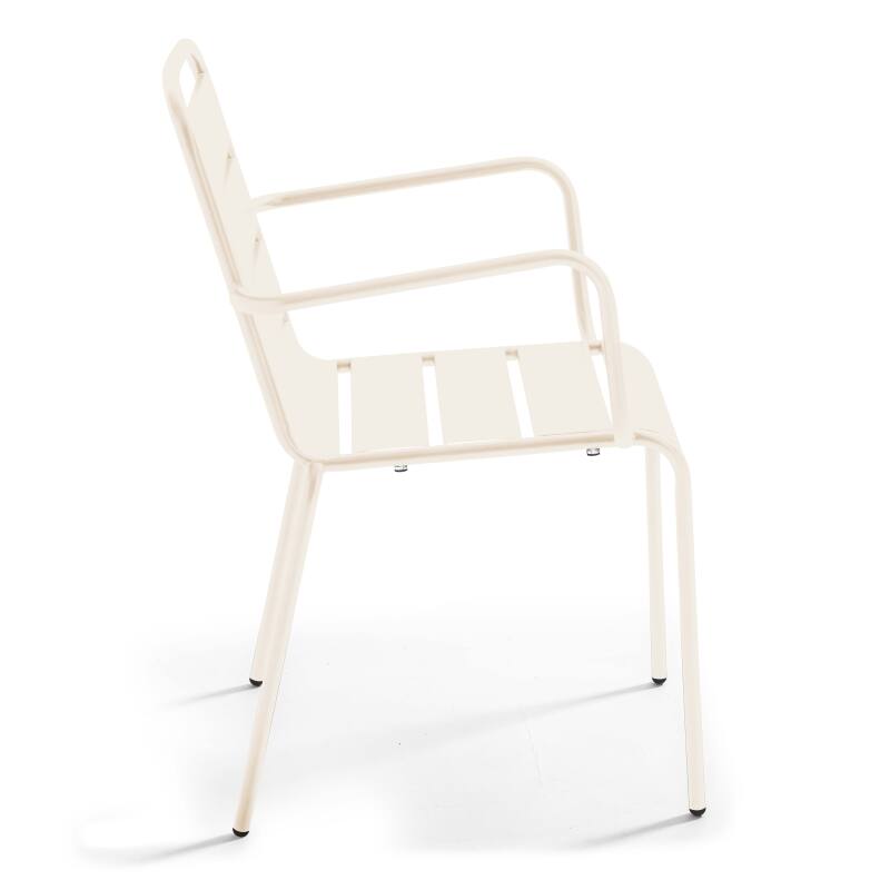 Klappbarer Bistrot-Gartentisch, quadratisch, 70 x 70 cm, aus Metall und 2 Stühle mit Armlehnen