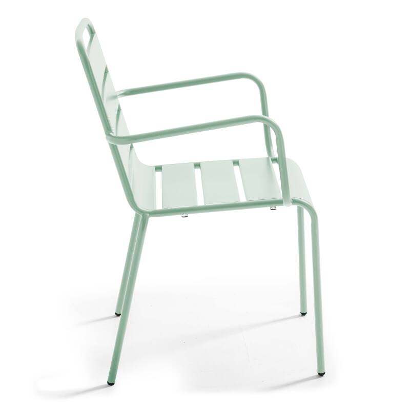 Klappbarer Bistrot-Gartentisch, quadratisch, 70 x 70 cm, aus Metall und 2 Stühle mit Armlehnen