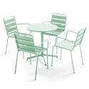 Klappbarer Bistrot-Gartentisch ⌀70 x 72 cm und 4 Stühle mit Armlehnen aus Metall 