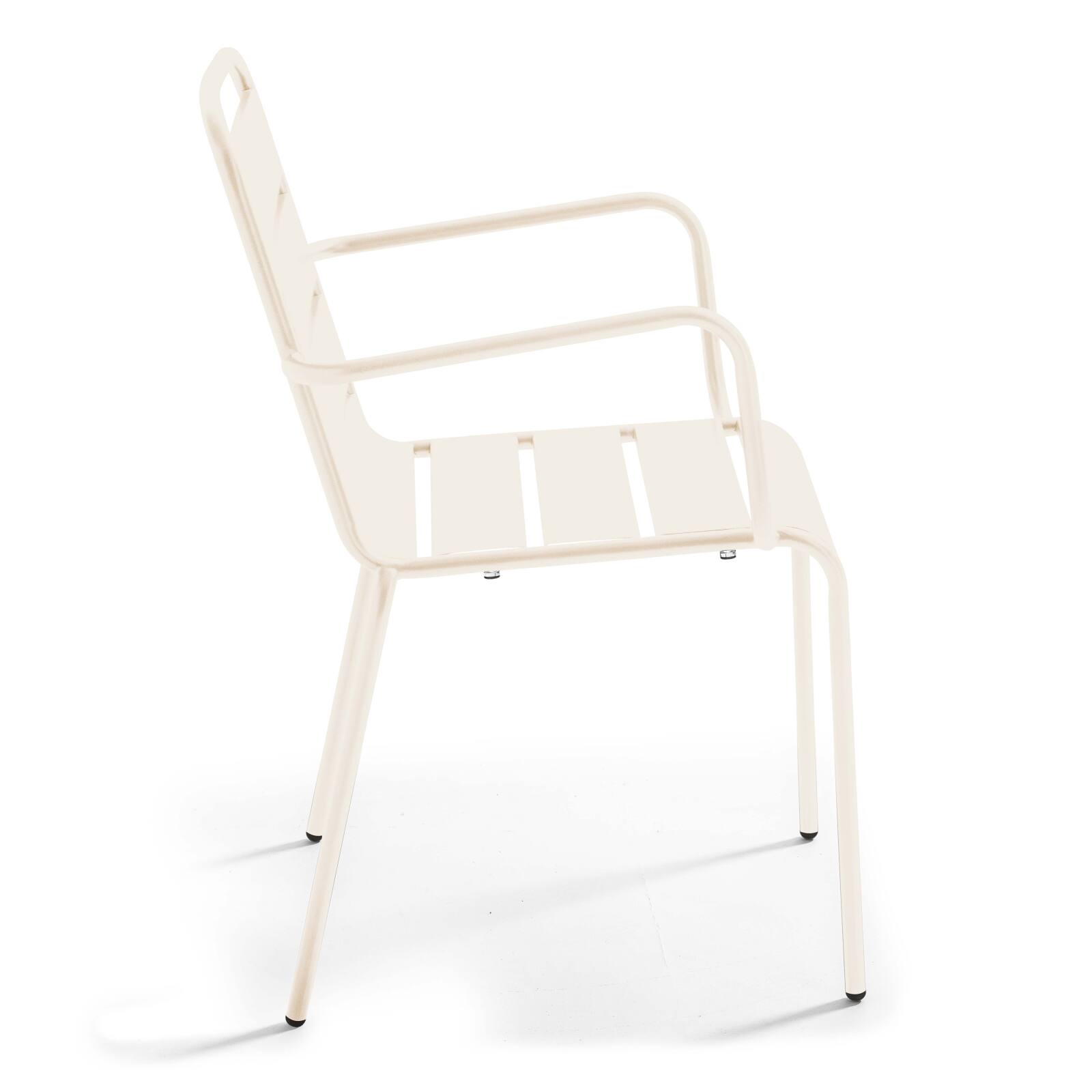 Klappbarer Bistrot-Gartentisch ⌀70 x 72 cm und 4 Stühle mit Armlehnen aus Metall 