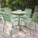 Gartentisch im Bistro-Stil, rund, neigbar, aus Metall, Ø70 cm, und 4 Stühle mit Armlehnen - Lifestyle