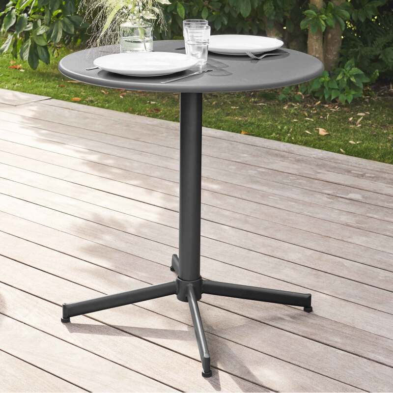 Faltbare runde Bistro Gartentisch ⌀70 cm und 4 Stühle Oviala