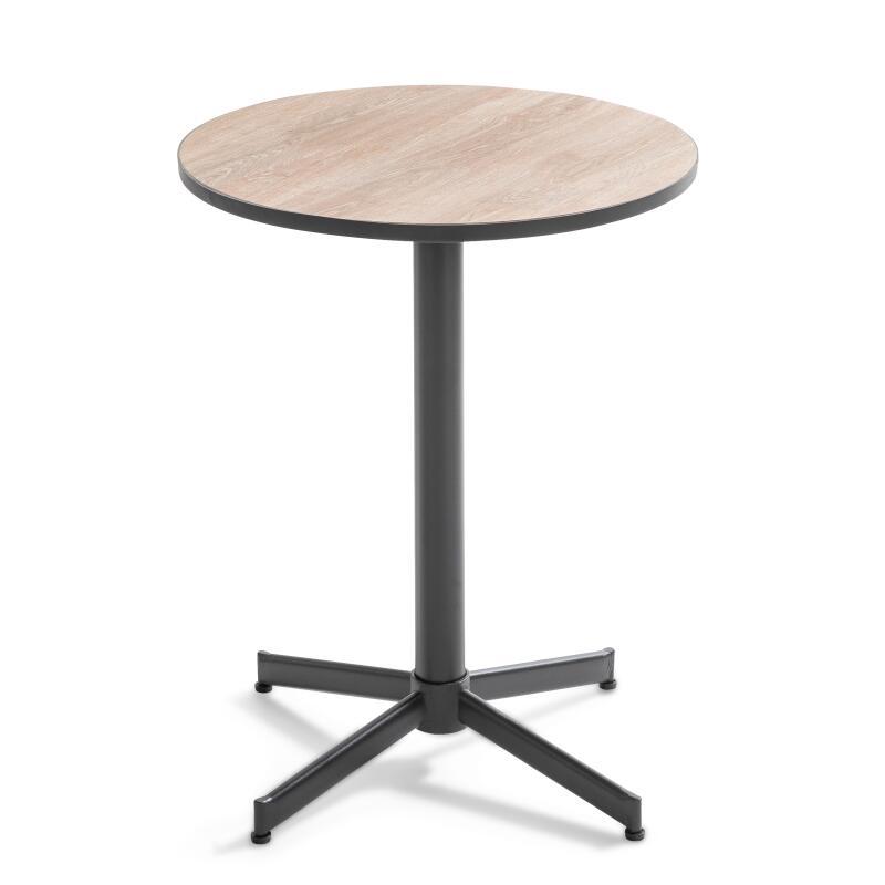 Bistrot-Gartentisch mit rundem Keramikholzeffekt-Platte (ø60 x 72 cm)