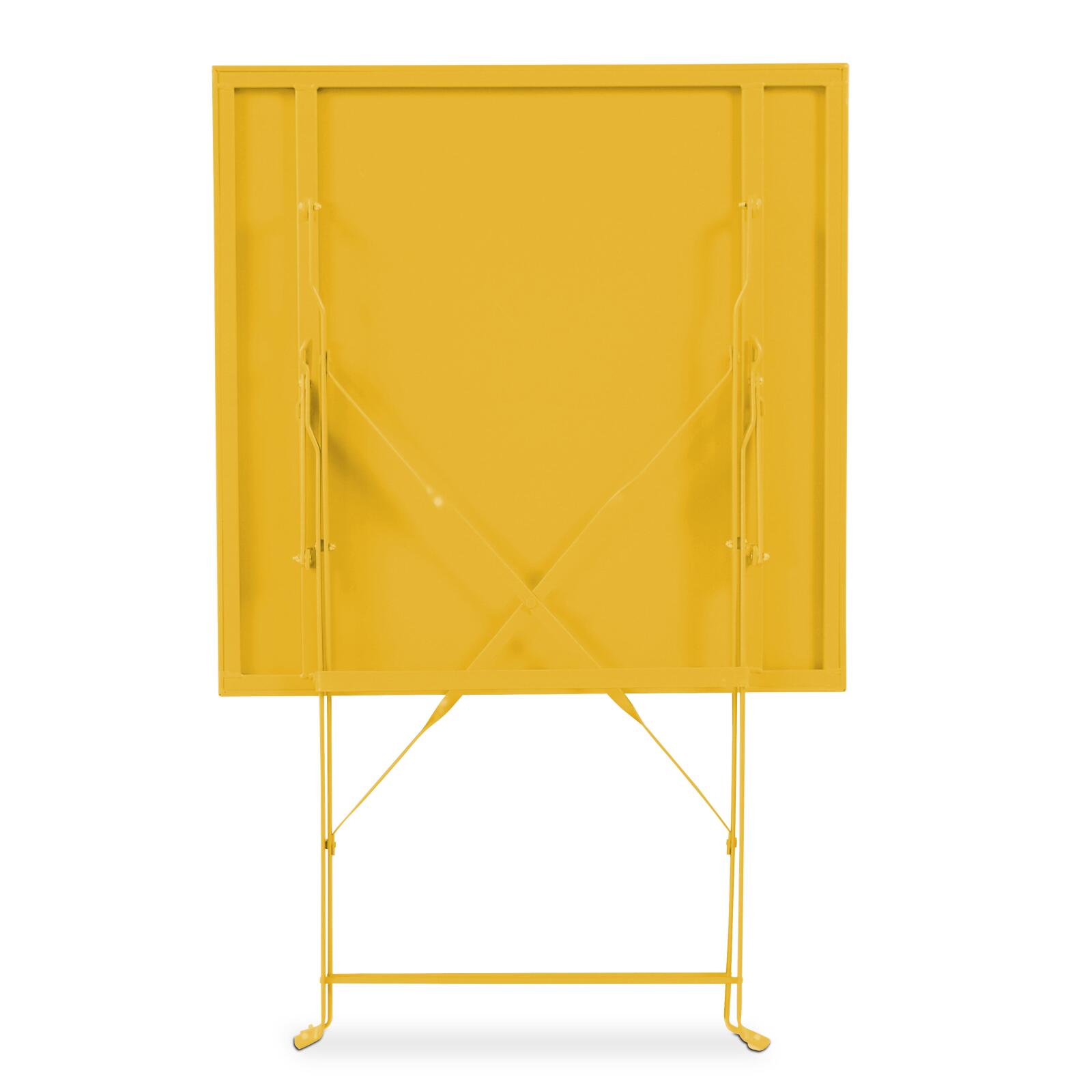 Quadratischer Gartentisch aus Metall mit den Maßen 60 x 60 cm und 2 klappbaren Stühlen 