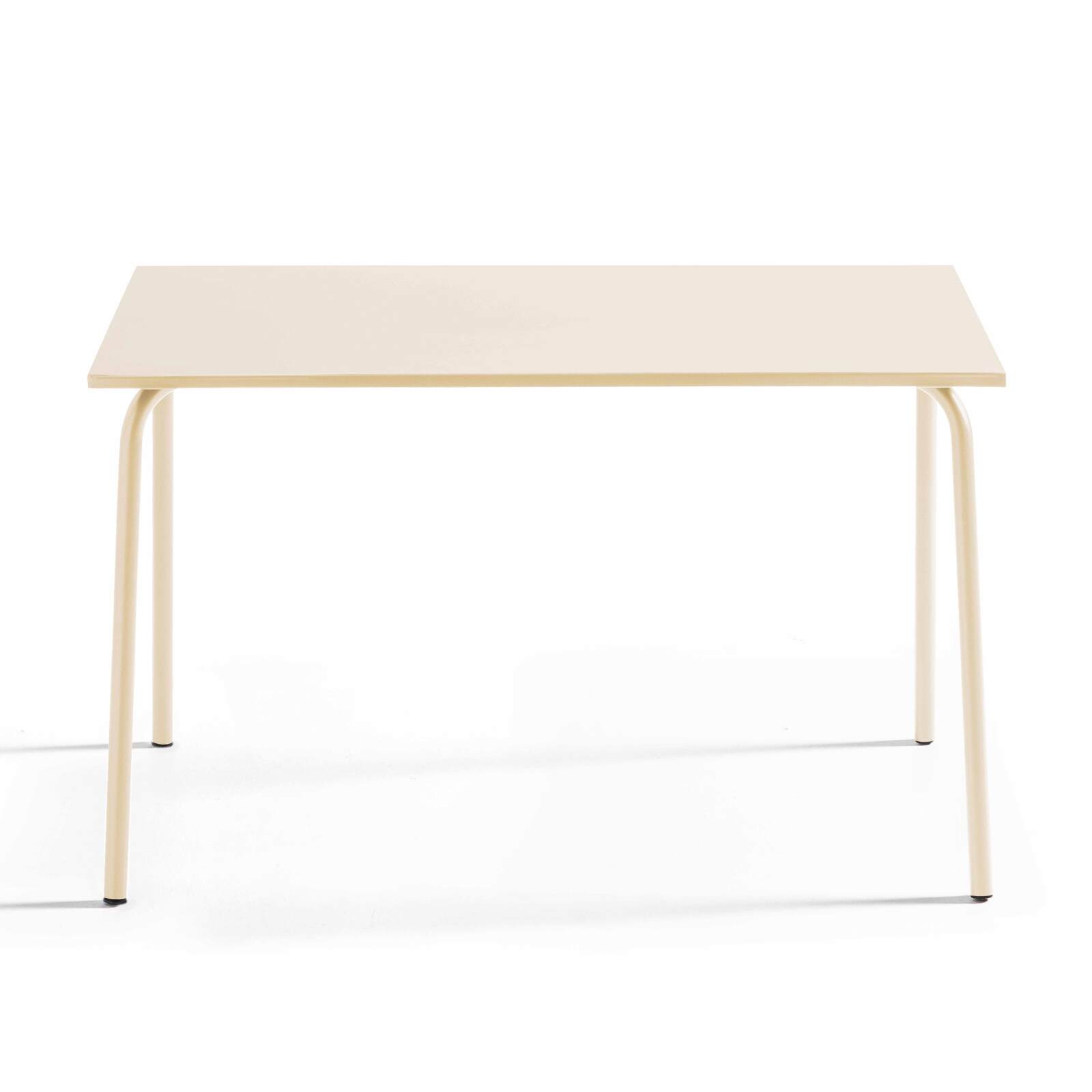 Rechteckiger Gartentisch 120 x 70 cm und 4 Stühle mit Armlehnen aus Metall 