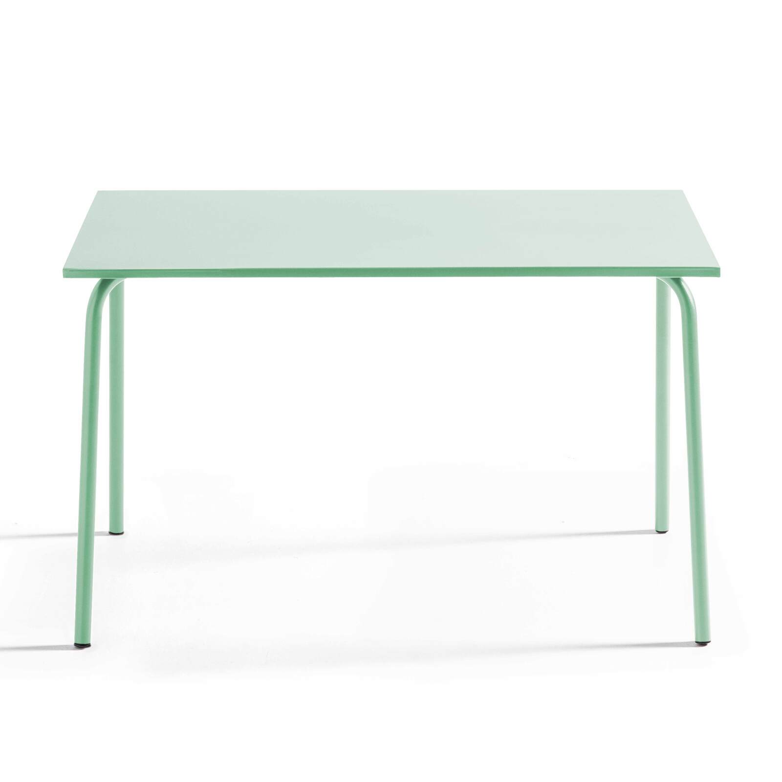 Rechteckiger Gartentisch 120 x 70 cm und 4 Stühle mit Armlehnen aus Metall 