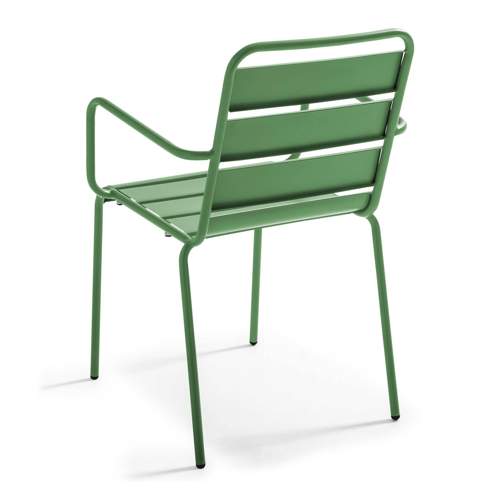 Rechteckiger Gartentisch 120 x 70 cm und 4 Stühle mit Armlehnen aus Metall 