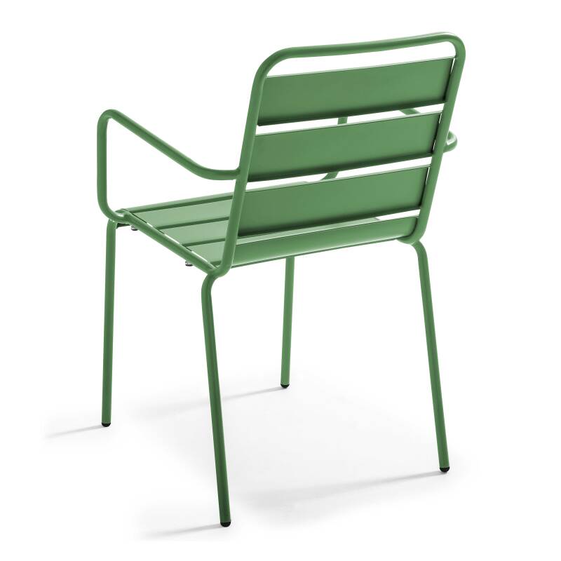 Rechteckiger Gartentisch 120 x 70 cm und 4 Stühle mit Armlehnen aus Metall  (6/7)