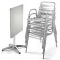 Klappbarer Bistrot-Gartentisch 70 x 70 cm und 4 Stühle mit Armlehnen aus Aluminium 