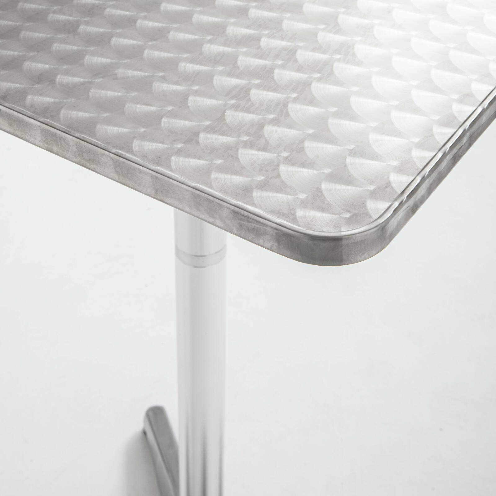 Gartentisch und 4 hohe Aluminiumstühle zum Stehen und Essen 