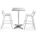 Gartentisch und 2 hohe Stühle aus Aluminium zum Stehen und Essen