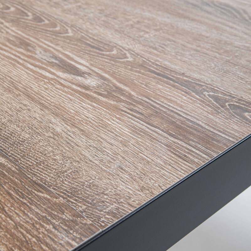 Gartentisch aus Aluminium und Keramik in Holzoptik (146 x 100 x 74,5 cm)