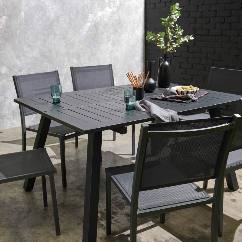 Erweiterbarer quadratischer Gartentisch (100/145 x 74 cm) aus Aluminium