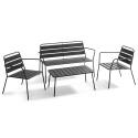 Gartenlounge-Set aus Metall für 4 Personen, bestehend aus 1 Couchtisch, 2 Sesseln und 1 Sofa 