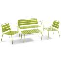 Gartenlounge-Set aus Metall für 4 Personen, bestehend aus 1 Couchtisch, 2 Sesseln und 1 Sofa