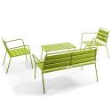 Gartenlounge-Set aus Metall für 4 Personen, bestehend aus 1 Couchtisch, 2 Sesseln und 1 Sofa