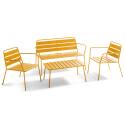 Gartenlounge-Set aus Metall für 4 Personen, bestehend aus 1 Couchtisch, 2 Sesseln und 1 Sofa 