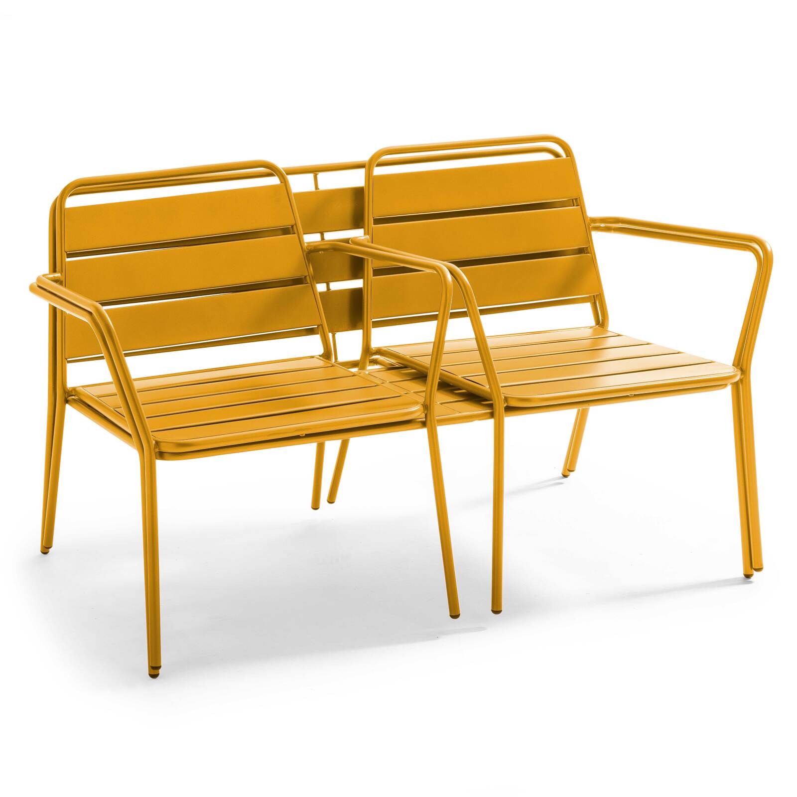 Gartenlounge-Set aus Metall für 4 Personen, bestehend aus 1 Couchtisch, 2 Sesseln und 1 Sofa 