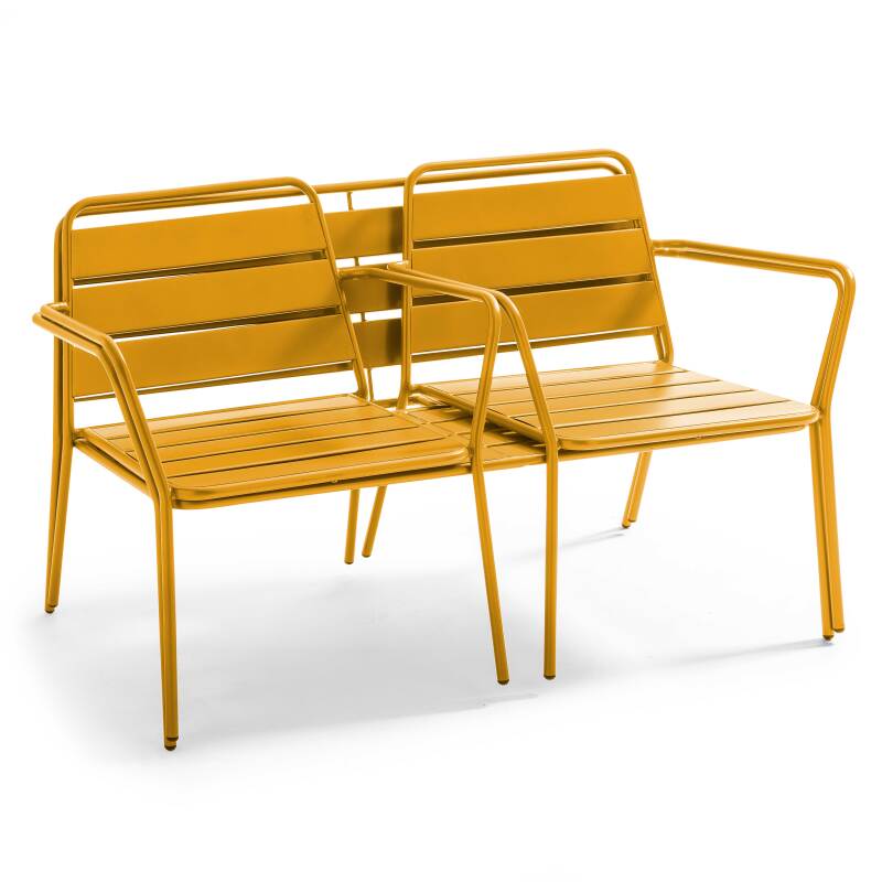 Gartenlounge-Set aus Metall für 4 Personen, bestehend aus 1 Couchtisch, 2 Sesseln und 1 Sofa  (6/7)