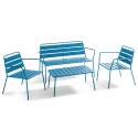 Gartenlounge-Set aus Metall für 4 Personen, bestehend aus 1 Couchtisch, 2 Sesseln und 1 Sofa 