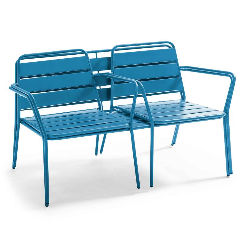 Gartenlounge-Set aus Metall für 4 Personen, bestehend aus 1 Couchtisch, 2 Sesseln und 1 Sofa  (6/7)