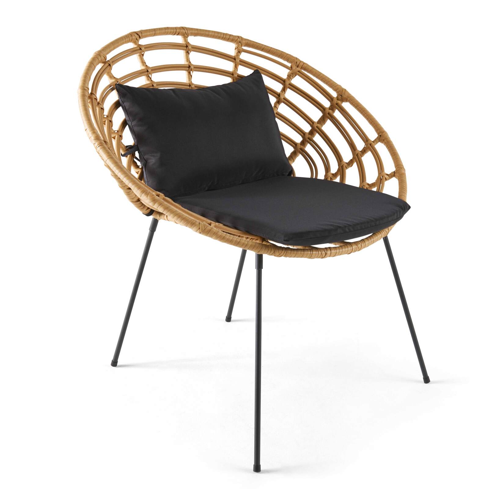 Set aus 2 runden Gartensessel aus synthetischem Rattan 