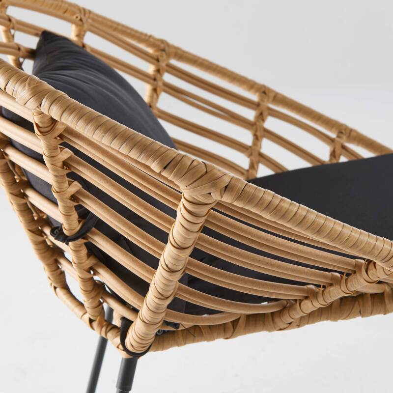 Set aus 2 runden Gartensessel aus synthetischem Rattan