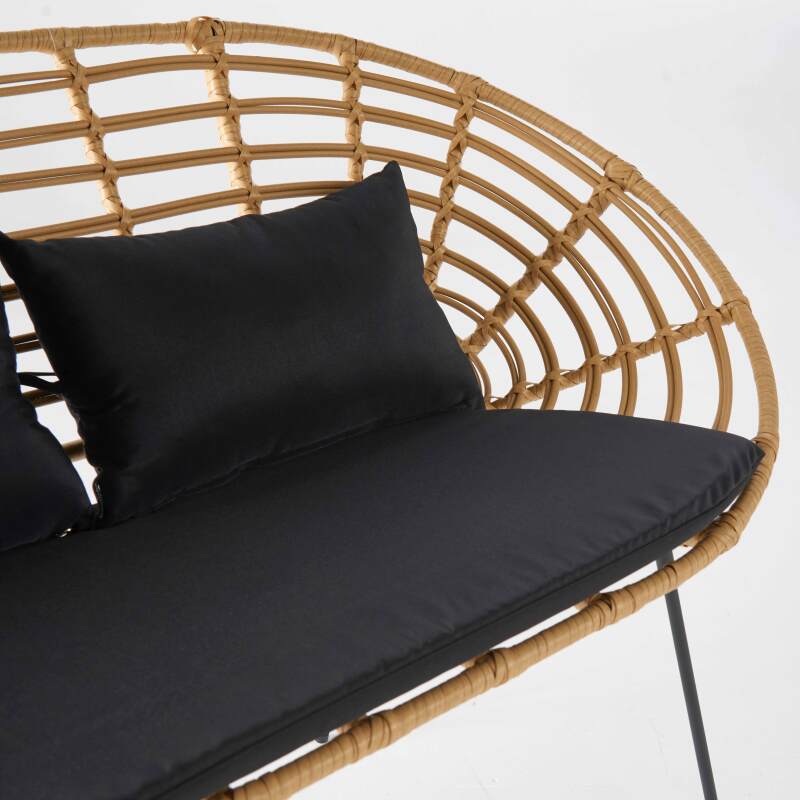 Gartensofa aus geflochtenem Rattan-Effekt-Kunstharz für 2 Personen