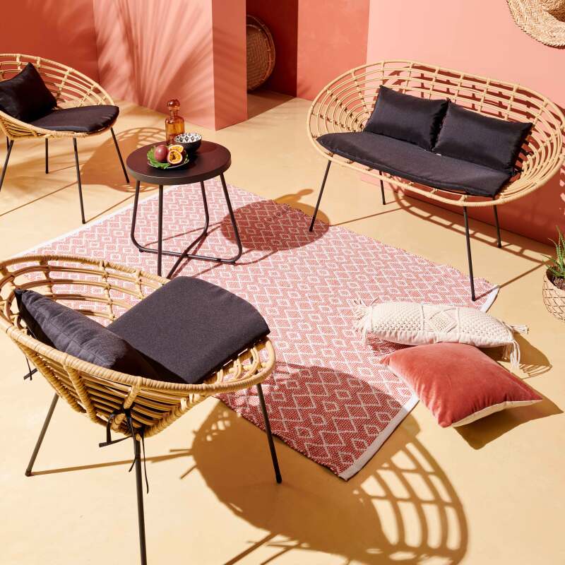 Gartensofa aus geflochtenem Rattan-Effekt-Kunstharz für 2 Personen 