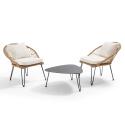 Gartenlounge-Set aus synthetischem Rattan mit 2 Sesseln und 1 Couchtisch