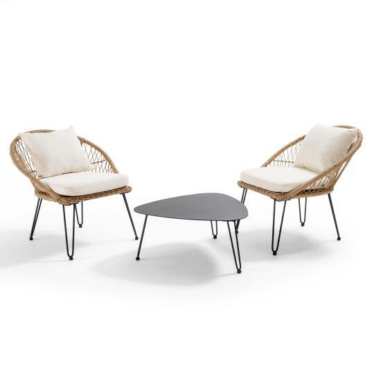 2 -Sitzer Gartenlounge-Set in synthetischer Wartung einfach zu warten | Oviala