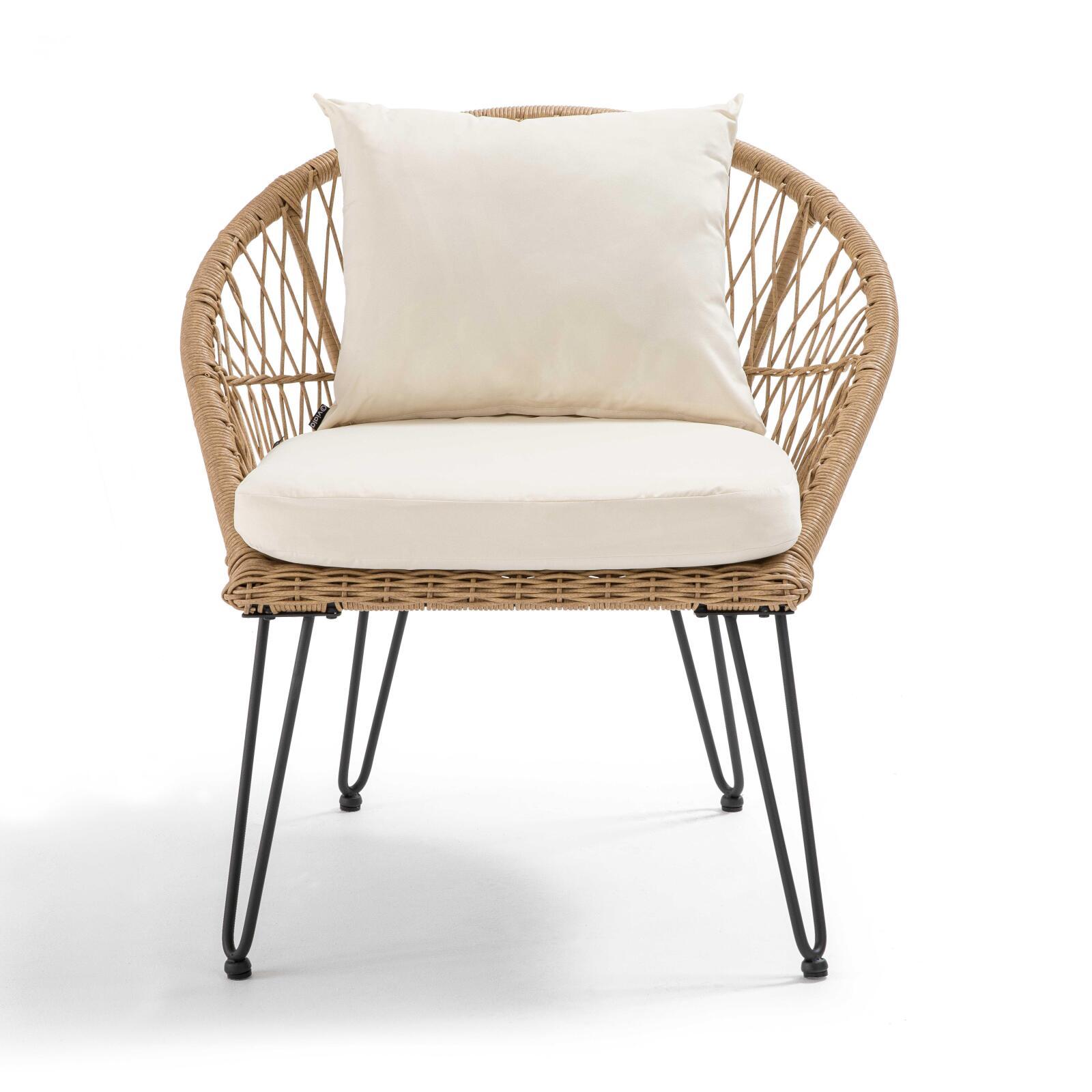 Gartensessel aus synthetischem Rattan mit Kissen - Set von 2 Gartensesseln 