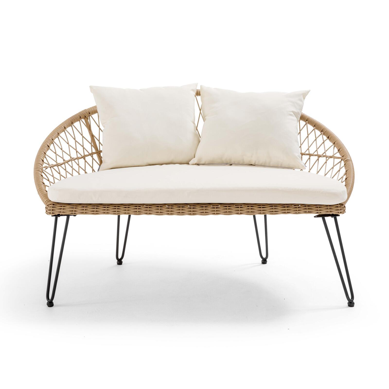 Gartensofa aus synthetischem Rattan für 2 Personen  Gartensofa aus synthetischem Rattan für 2 Personen