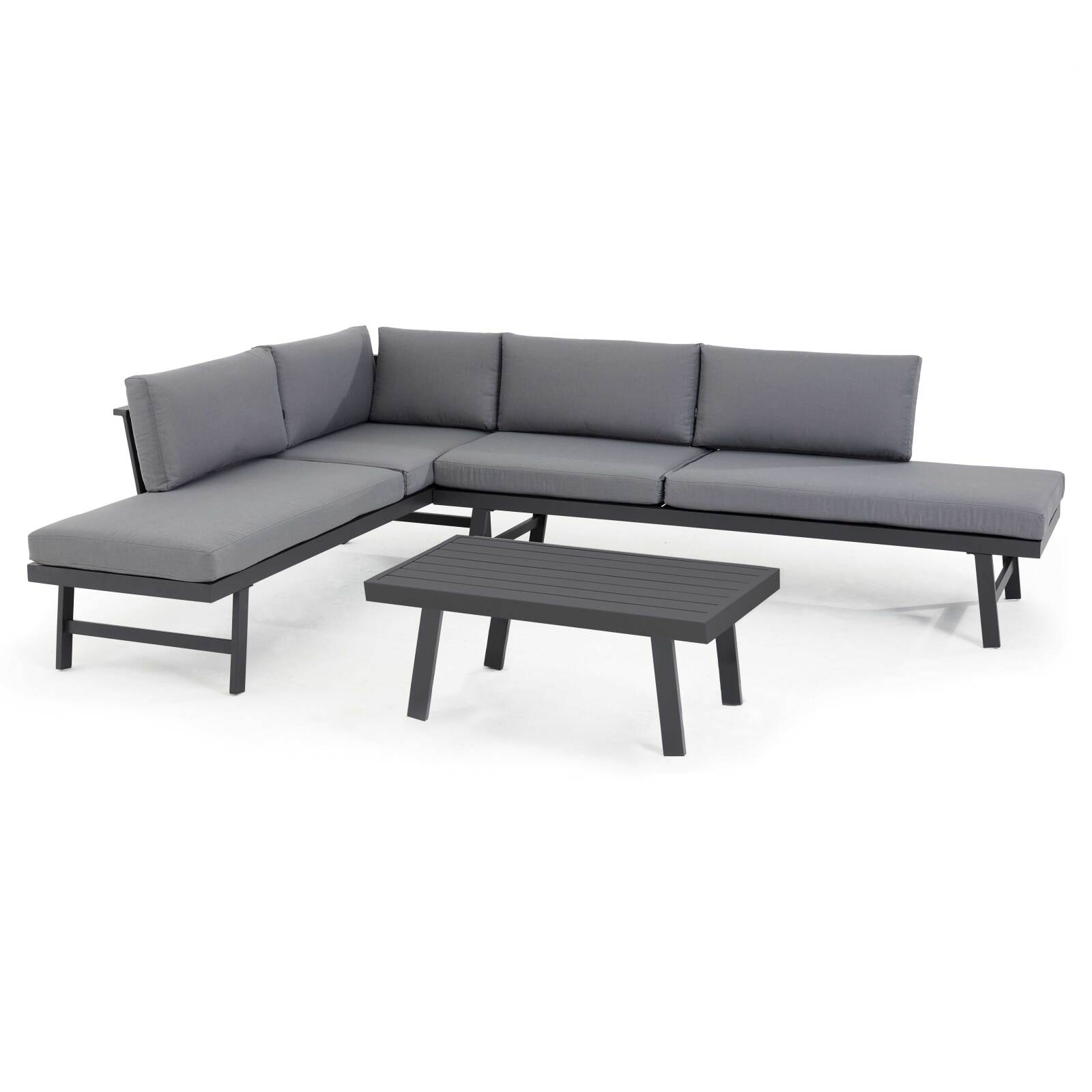 Modulares Gartenlounge-Set für 8 Personen mit Couchtisch  Modulares Gartenlounge-Set für 8 Personen mit Couchtisch
