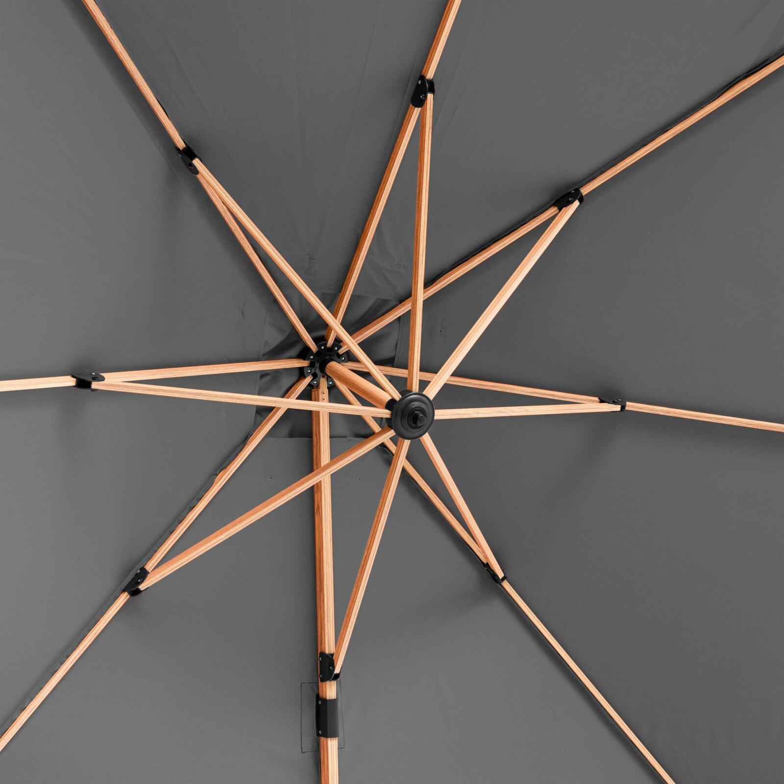 Versetzter neigbarer Quadratischer Sonnenschirm mit Holzeffekt-Mast (3 x 3m)