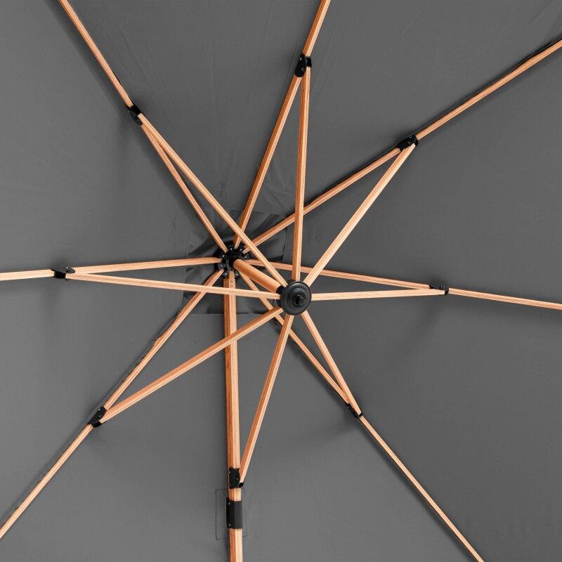 Versetzter neigbarer Quadratischer Sonnenschirm mit Holzeffekt-Mast (3 x 3m) (5/7)