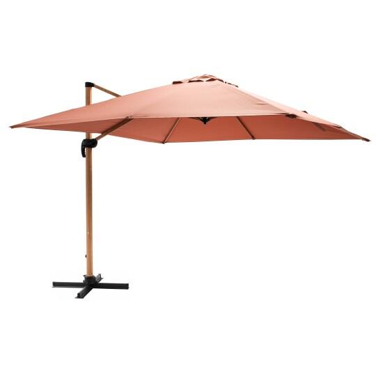 Versetzter neigbarer Quadratischer Sonnenschirm mit Holzeffekt-Mast (3 x 3m)